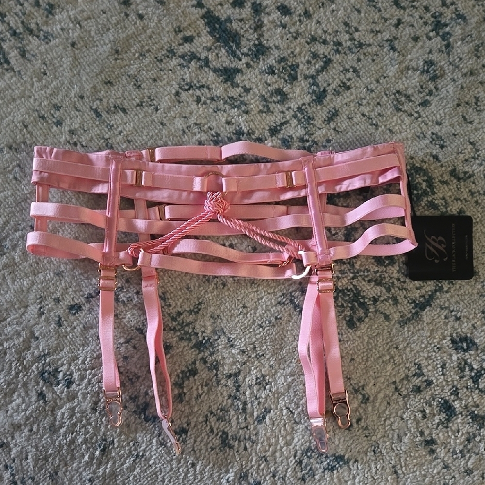 NEW Honey Birdette Shibari Rope Pink Garter Lingerie